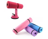 ATTREZZO BARRA CON VENTOSA PER ALLENAMENTO ADDOMINALI A PAVIMENTO JR001 + TAPPETINO YOGA FITNESS 175X60 SPESSORE 4mm