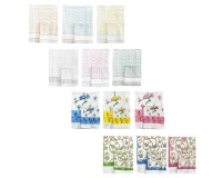 6+6 Asciugamani + Ospite in tinta unita fantasie assortite, 100% cotone, 2 modelli a scelta