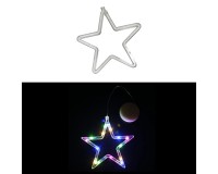 LUCE PER FINESTRA CON VENTOSA PORTA ADDOBBI PER FESTE DECORAZIONE STELLA MULTICOLORE  