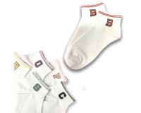 12 O 24 PAIA CALZINI COLLO BASSO IN COTONE BIANCO CON LETTERA COLORATA PER DONNA Tg 35-40 cod. W612
