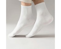 12 O 24 PAIA CALZINI COLLO MEDIO RIGATO IN COTONE COLORE BIANCO TINTA UNITA PER UOMO Tg 40/46 cod. M849-2