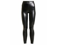 LEGGINGS SIMILPELLE DONNA CASUAL LUNGO IN POLIESTERE COLORE UNICO NERO TAGLIE A SCELTA T-56