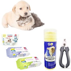 SALVIETTINE IMBEVUTE PER ANIMALI PER LA PULIZI DEL PELO DI CANI E GATTI + OMAGGIO PANNO MAGICO SUPER ASSORBENTE E/O TAGLIAUNGHIE